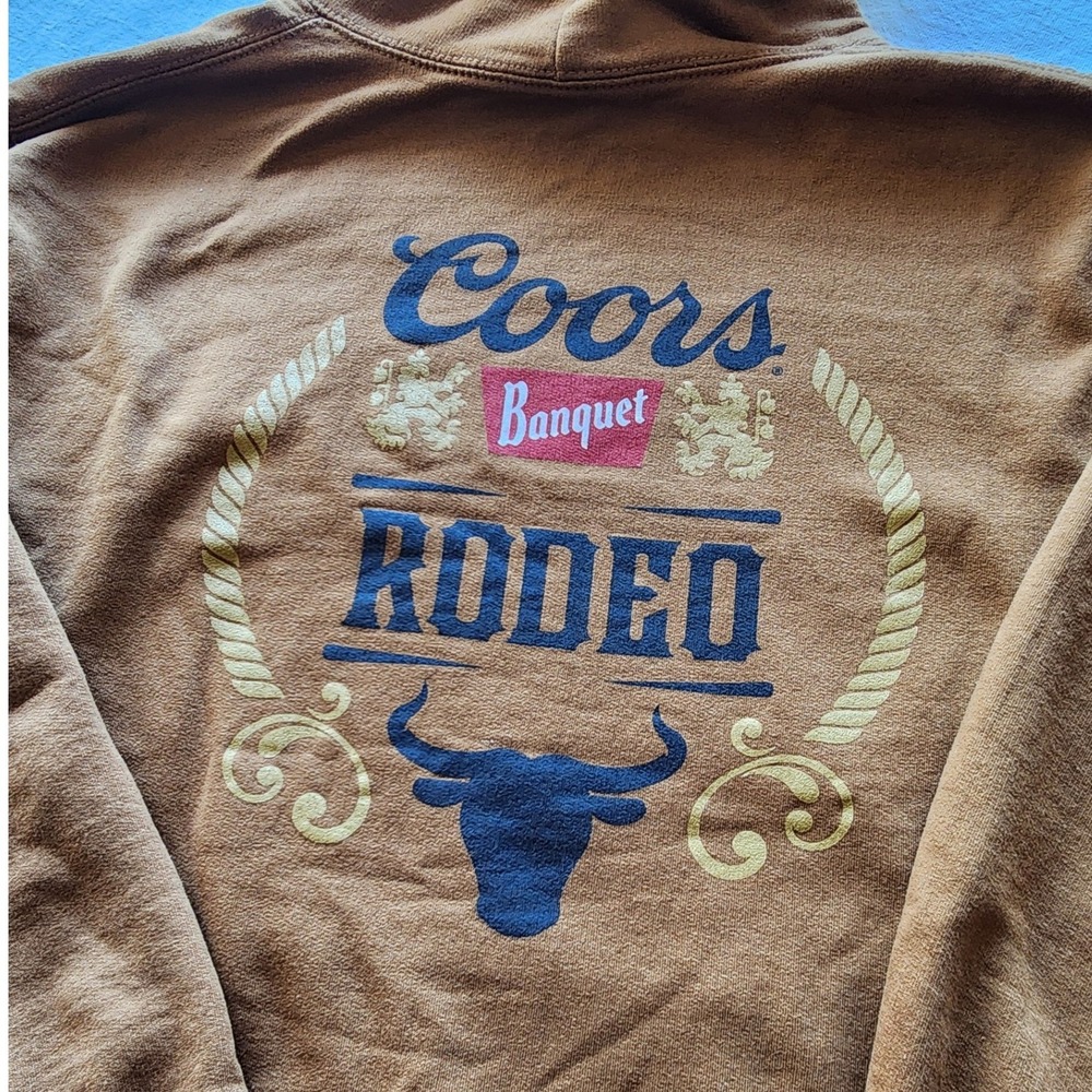 🍻Coors Banquet Beer Distressed Logo brown Hoodie. Y2K grunge western streetwear